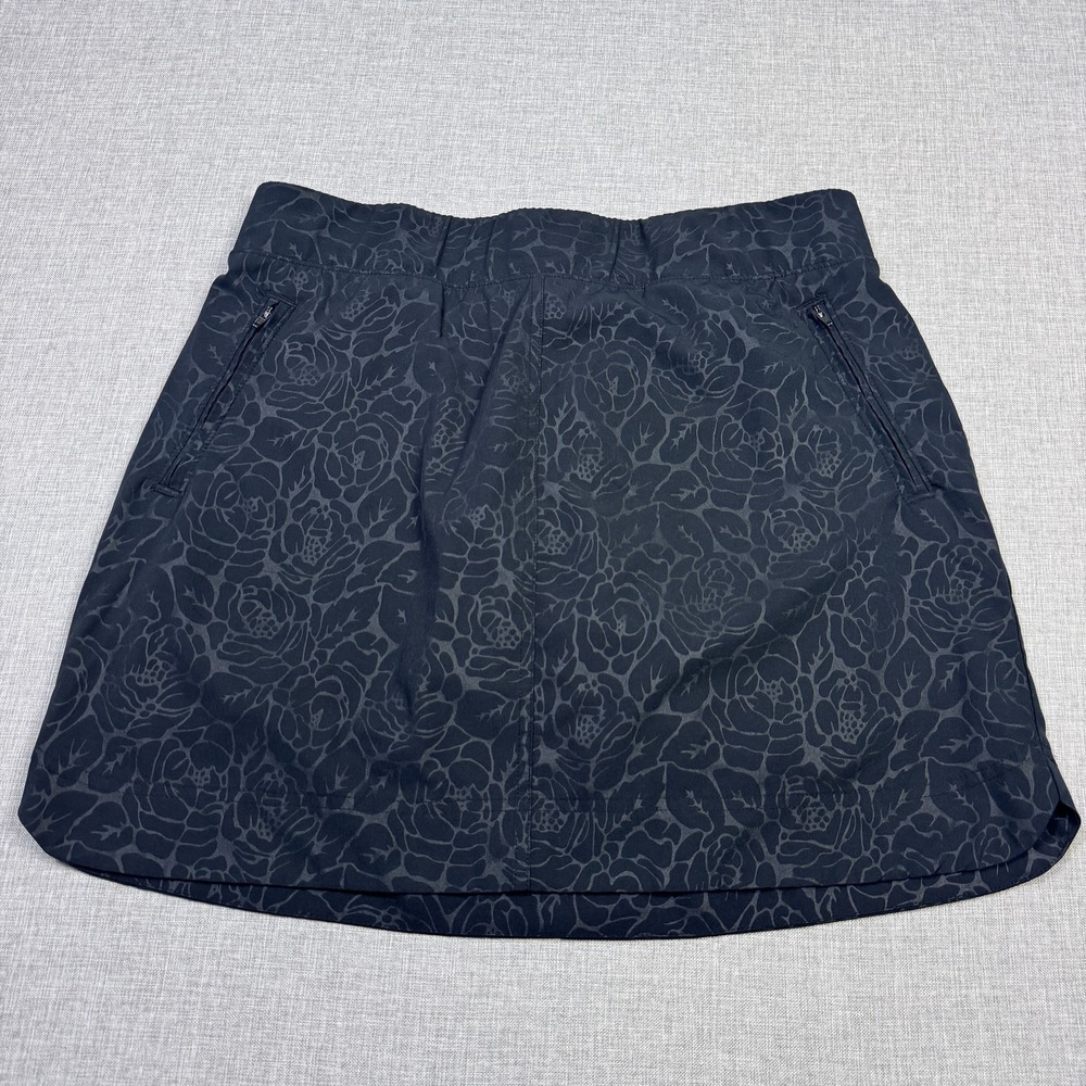Orvis Skort Womens XL Black Floral Athletic Pull On Mesh Pockets Built-In Shorts